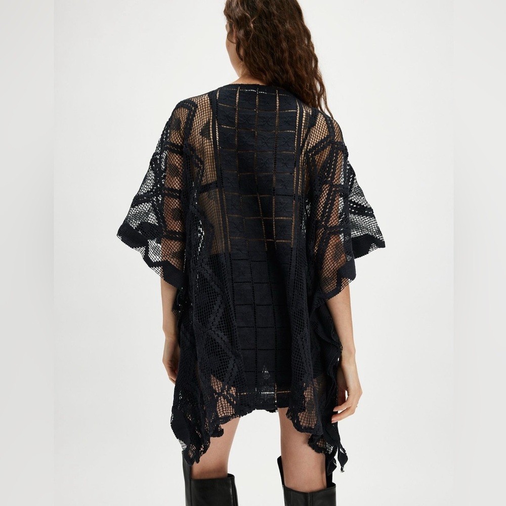 Free People Sunshine Crochet Kaftan in Black NWT
